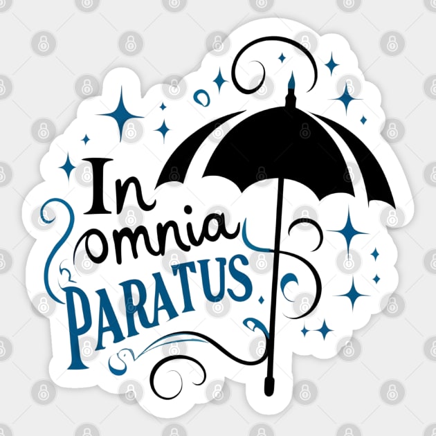 In Omnia Paratus - Umbrella and Scarf II - Typography Sticker by Fenay-Designs